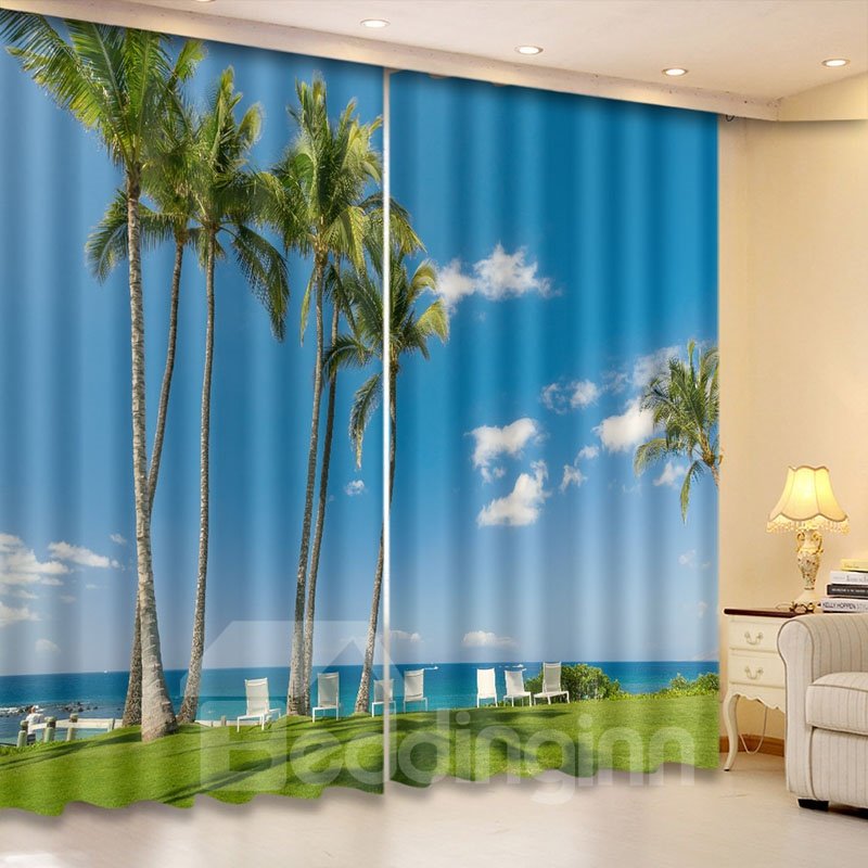 Beddinginn Blackout Blue Sky and Seaside Modern Curtains