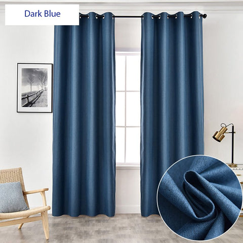 Cortinas de ventana modernas Chenille liso azul oscuro cortinas opacas para sala de estar dormitorio cortina personalizada 2 paneles cortinas decoración aislamiento térmico protección solar 