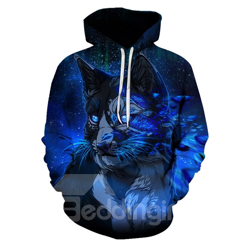 Beddinginn Casual Animal Thick Print Pullover Men's Hoodies