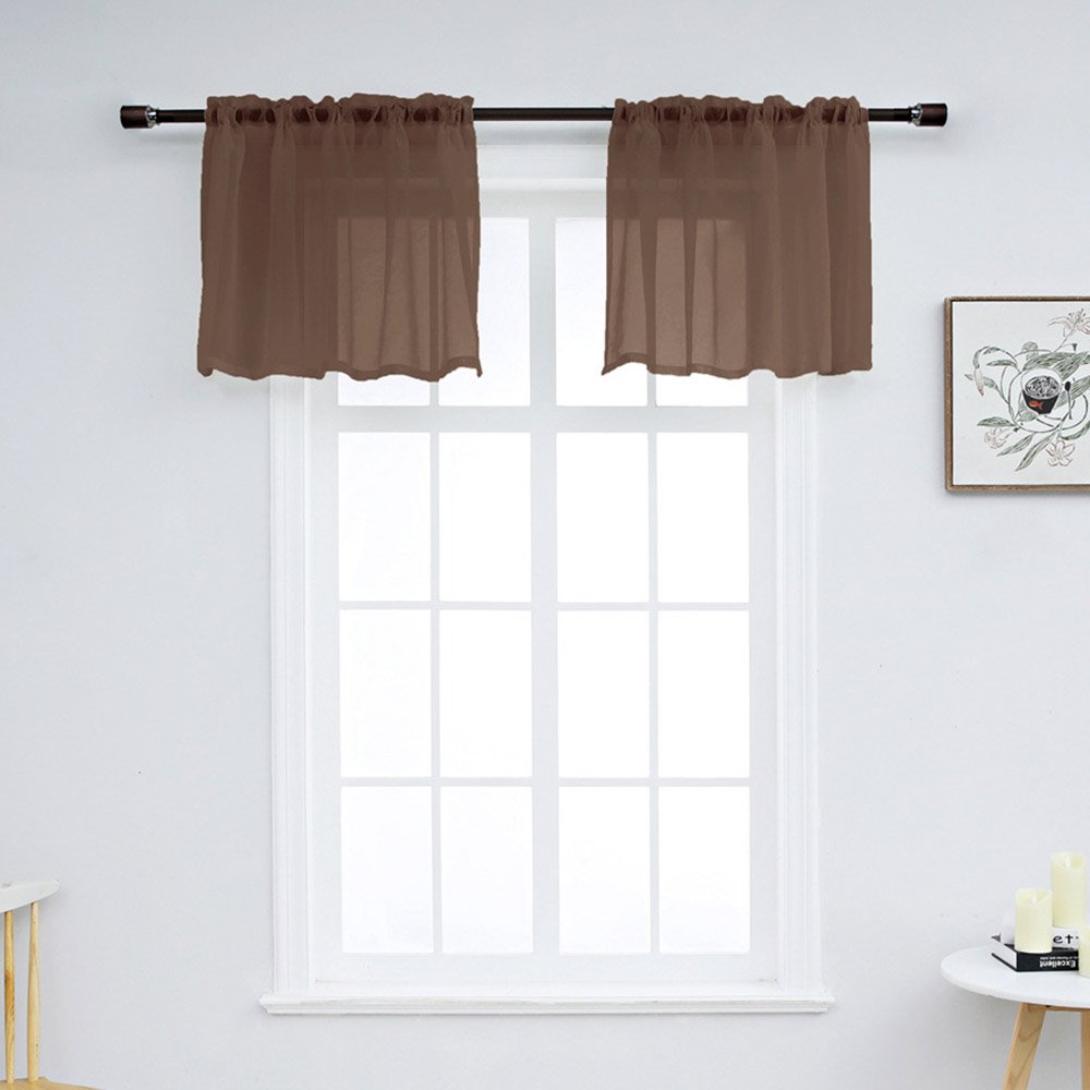 Modern Simple Solid Color Window Valance 1 Pc Sheer Voile Valance for Kitchens Bathrooms Basements & More