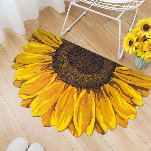 Alfombra/alfombrilla de baño antimoho con resistencia al deslizamiento y estampado de girasoles en 3D 