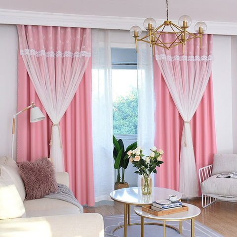 Juego de cortinas personalizadas opacas con decoración de princesa para sala de estar, dormitorio, cortina transparente y sombreada 