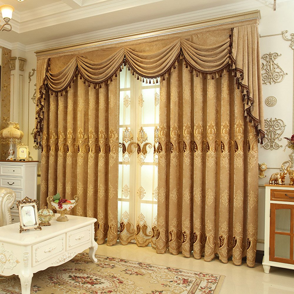 Cortinas sombreadas bordadas de chenilla de lujo europea, cortina opaca de café para sala de estar, dormitorio, 2 paneles personalizados, sin pelusas, sin decoloración, sin forro 