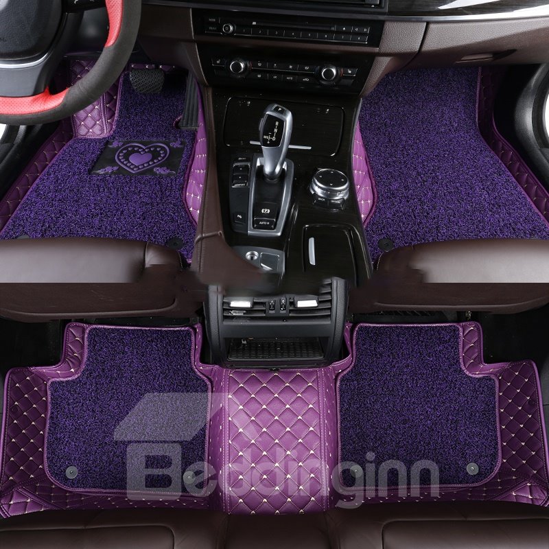 With Heart-shaped Pattern Double-deck Waterproof Custom Fit Car Floor Mat