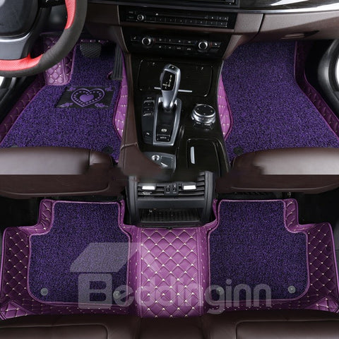 With Heart-shaped Pattern Double-deck Waterproof Custom Fit Car Floor Mat