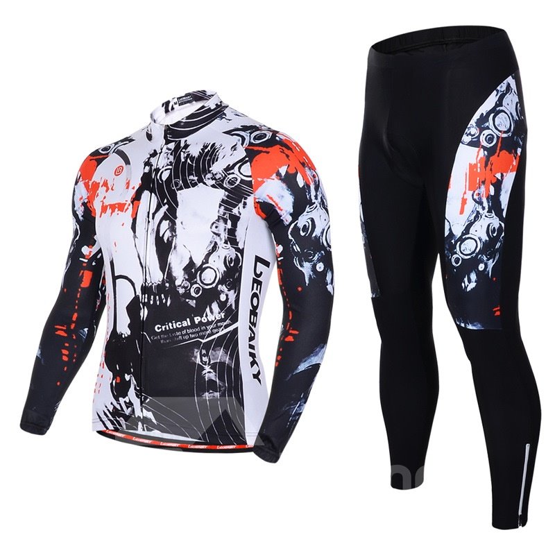 Men's Cycling Clothing Set Breathable Quick Dry Long Sleeve Jersey Painting