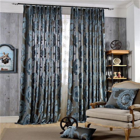 Cortinas opacas personalizadas de Jacquard de estilo europeo Vintage para sala de estar, sin pelusas, sin decoloración, sin forro 