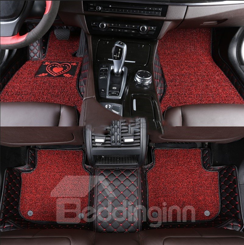 With Heart-shaped Pattern Double-deck Waterproof Custom Fit Car Floor Mat