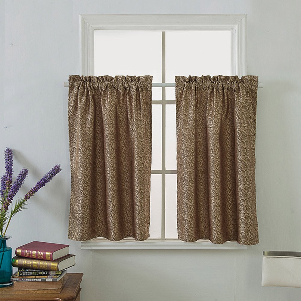 Cenefa de ventana floral de jacquard europeo Cenefa corta de poliéster para cocinas, baños, sótanos y más