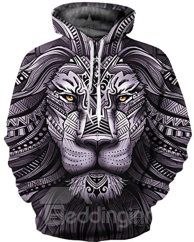 Lion Totem Realista Unisex Jersey Entrenamiento 3D Pintado Sudadera con capucha