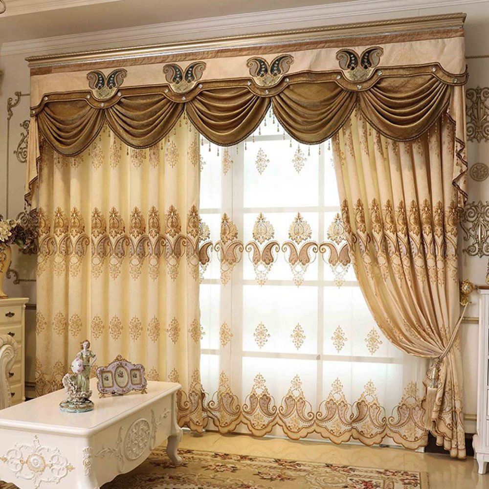 European High-end Elegant Embroidery Sheer Curtains for Living Room Bedroom Decoration Custom 2 Panels Breathable Voile Drapes No Pilling No Fading No off-lining Polyester