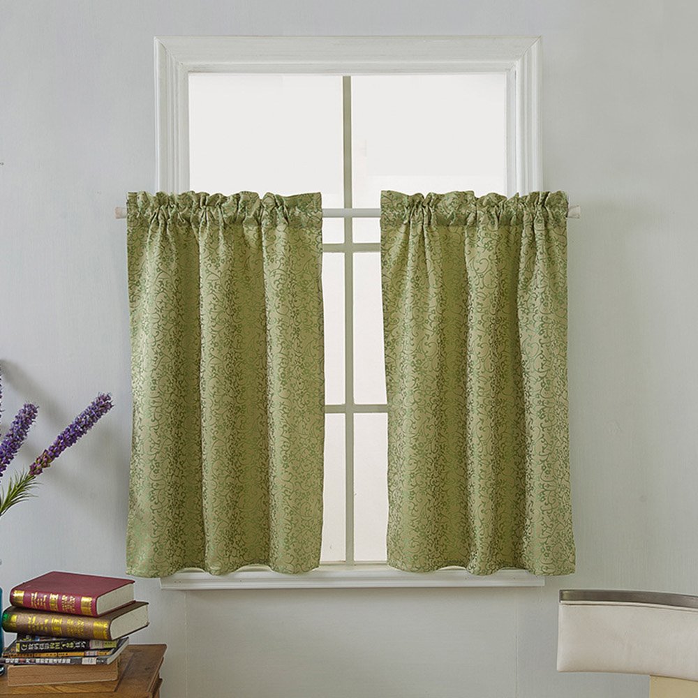 Cenefa de ventana floral de jacquard europeo Cenefa corta de poliéster para cocinas, baños, sótanos y más